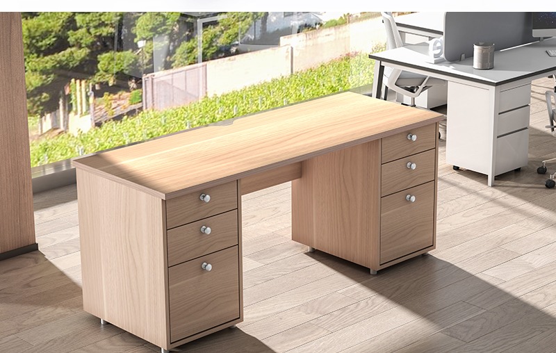 Office desk with filing cabinets