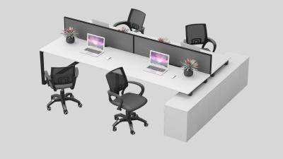 Four seat workstation with O shape frame