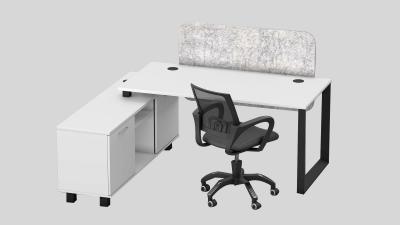 Desk with return cabinet in steel frame