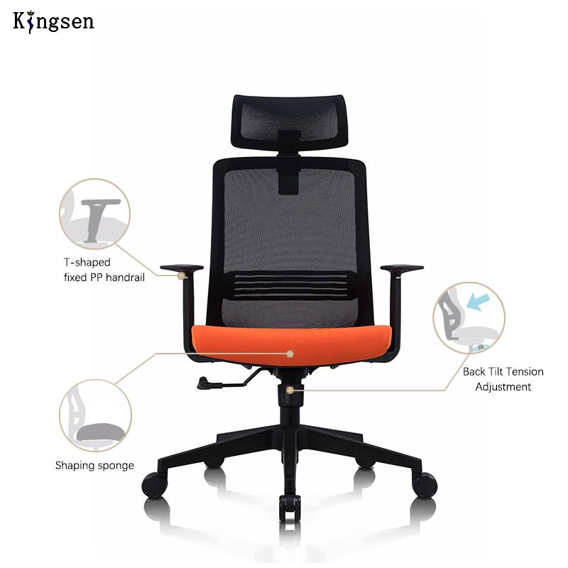 Typist chair in mesh backrest and fabric seating china office furniture home office chair