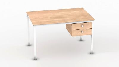 desk with drawers and metal feet